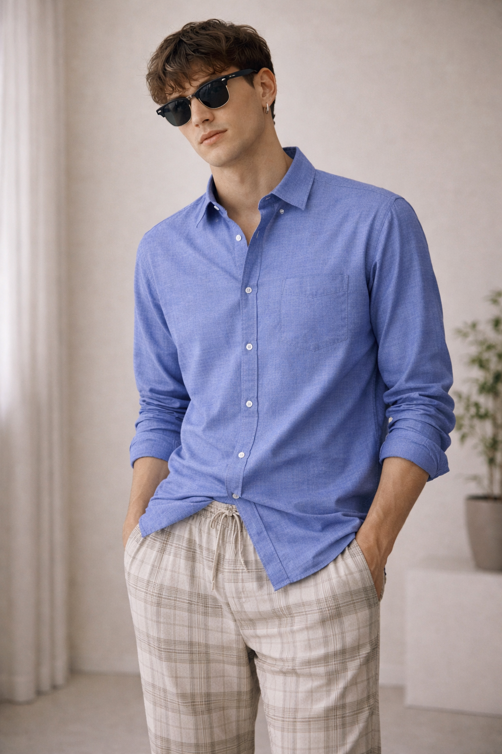 Men’s Premium Blue Cotton Shirt - 98
