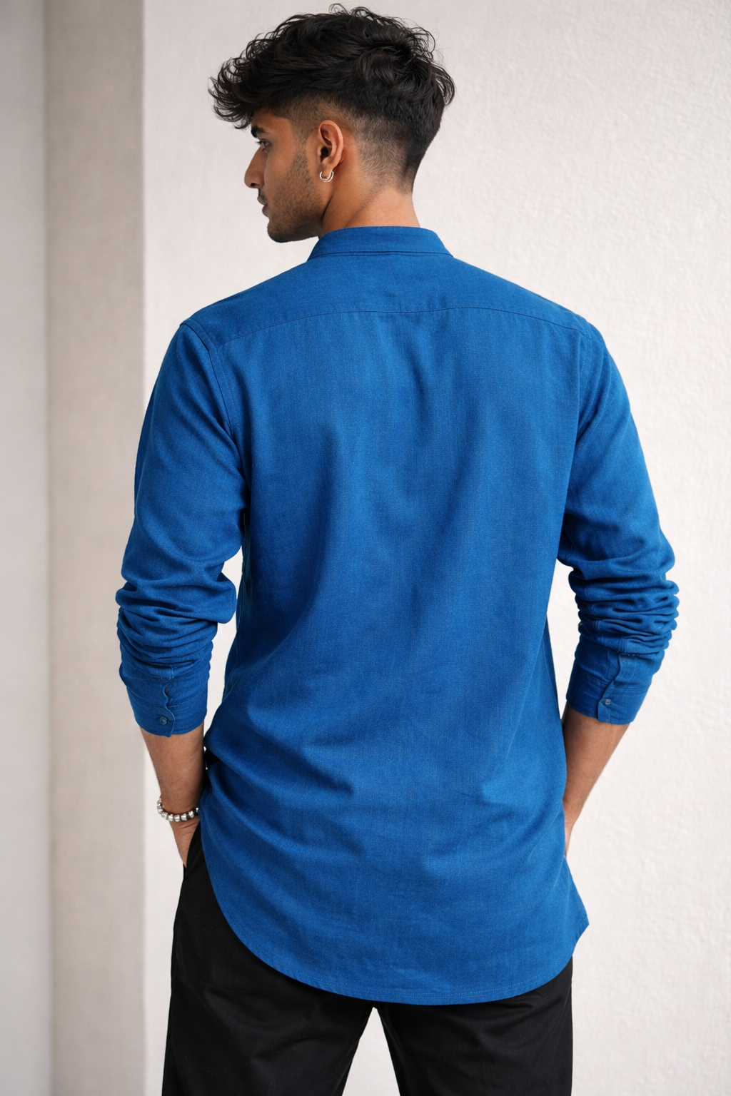 Modern Blue Mandarin Collar Casual Short Kurta - 23666