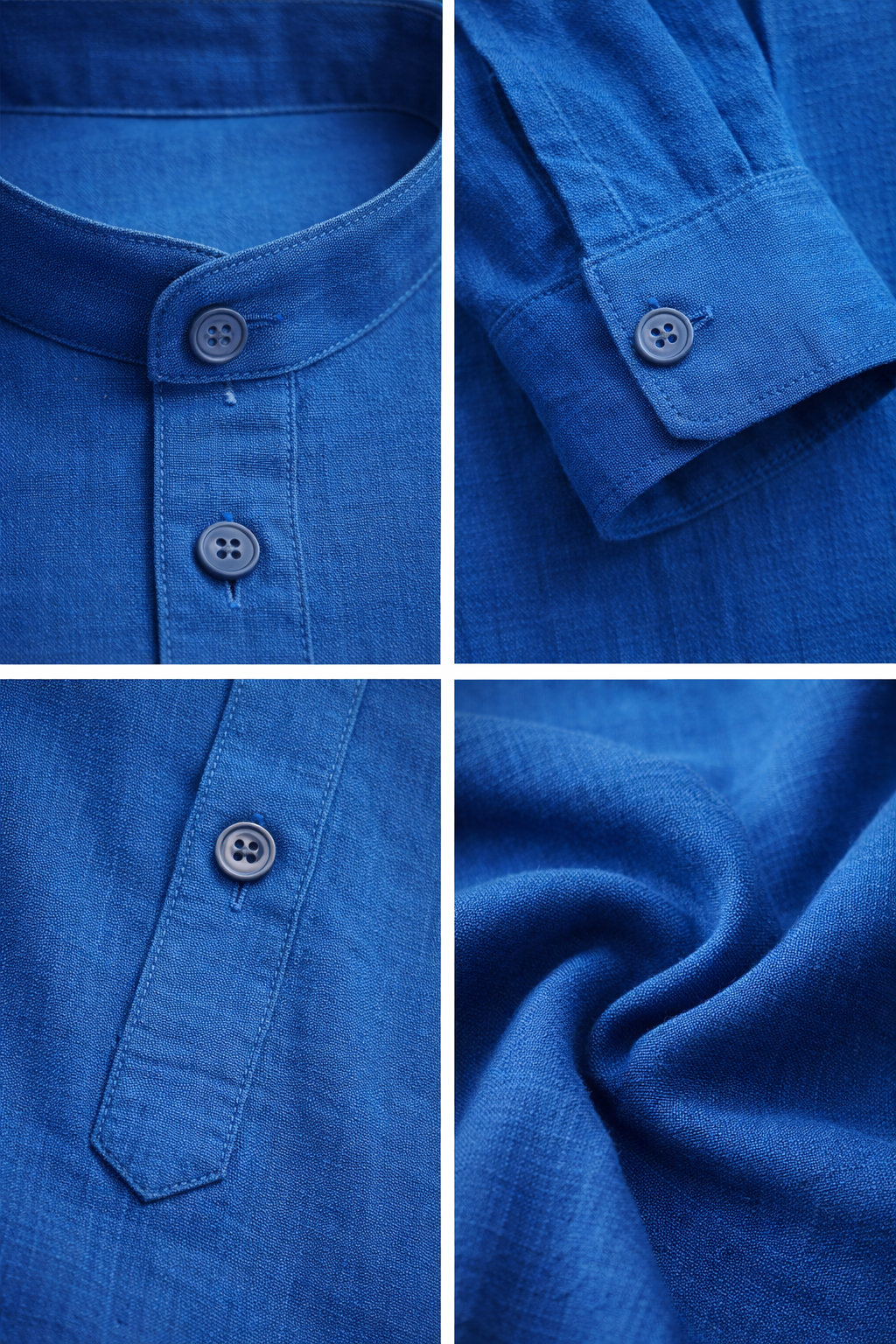 Modern Blue Mandarin Collar Casual Short Kurta - 23666