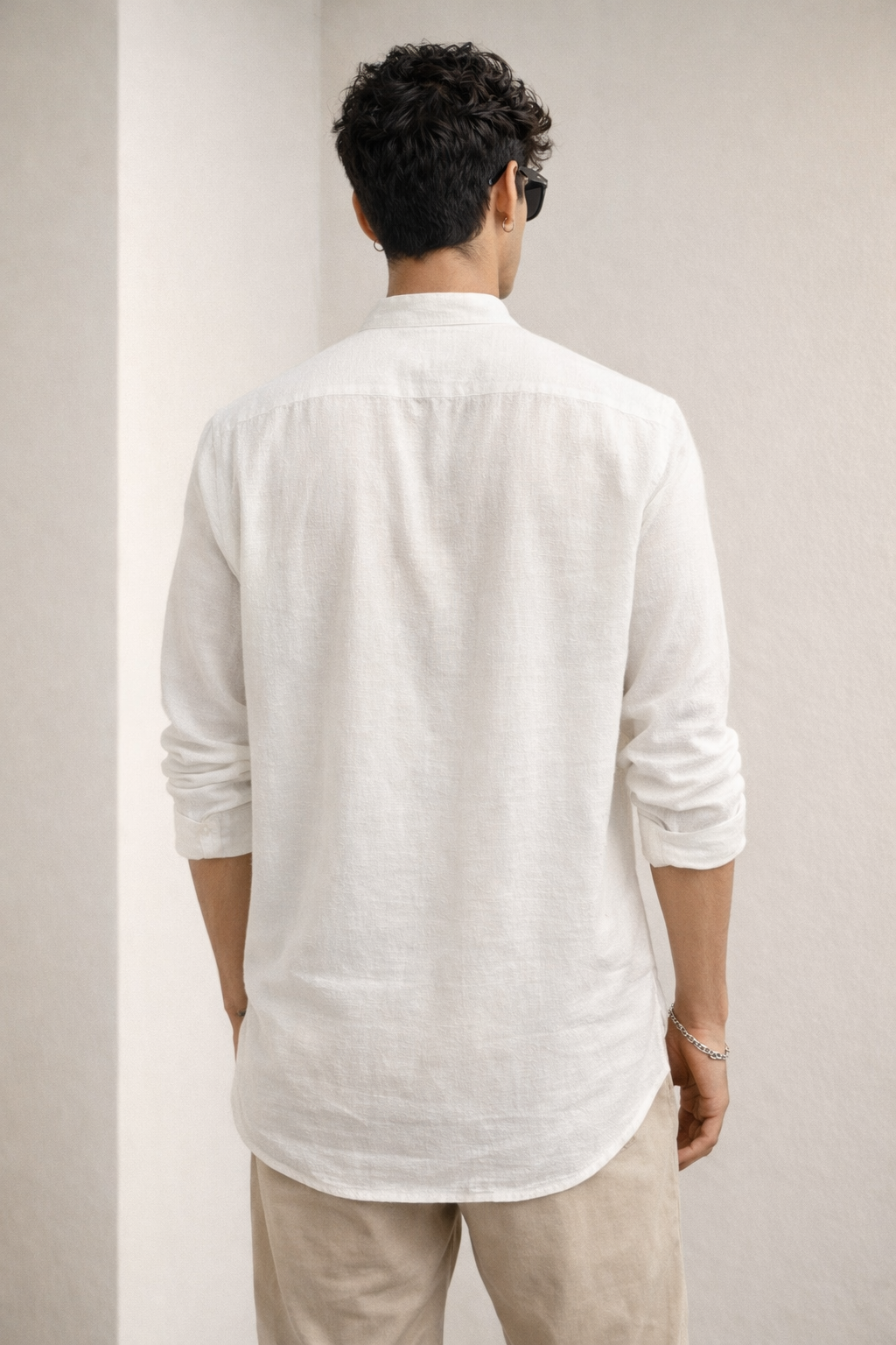 White Cotton Blend Short Kurta - 21025