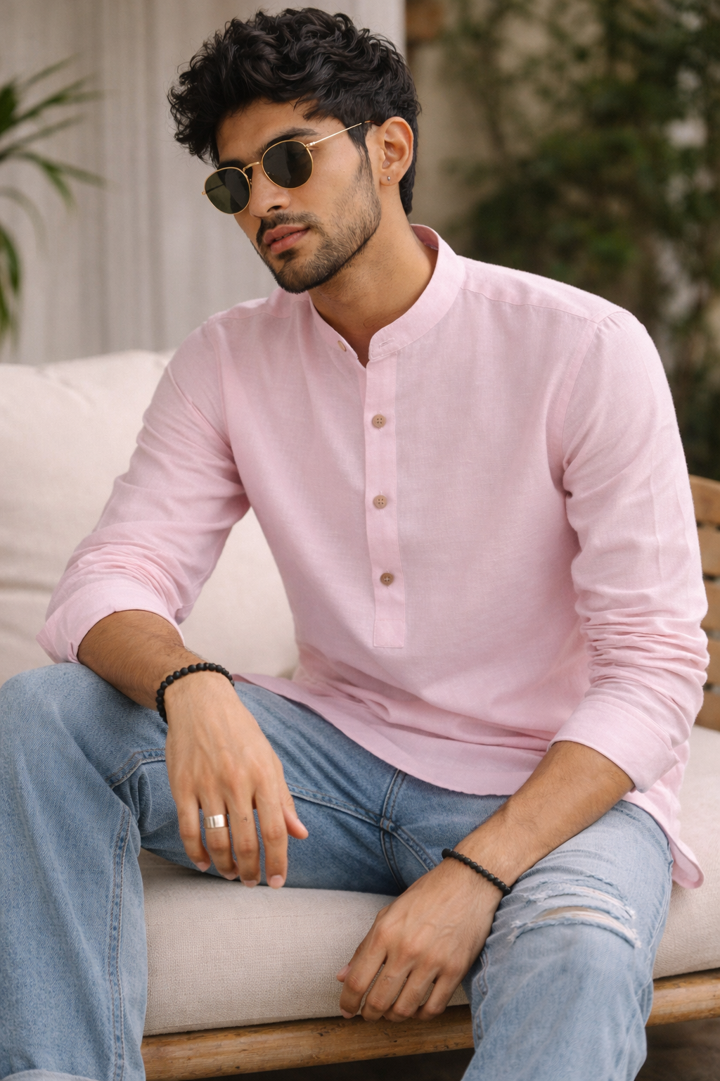 Pastel Pink Cotton Blend Short Kurta - 24045
