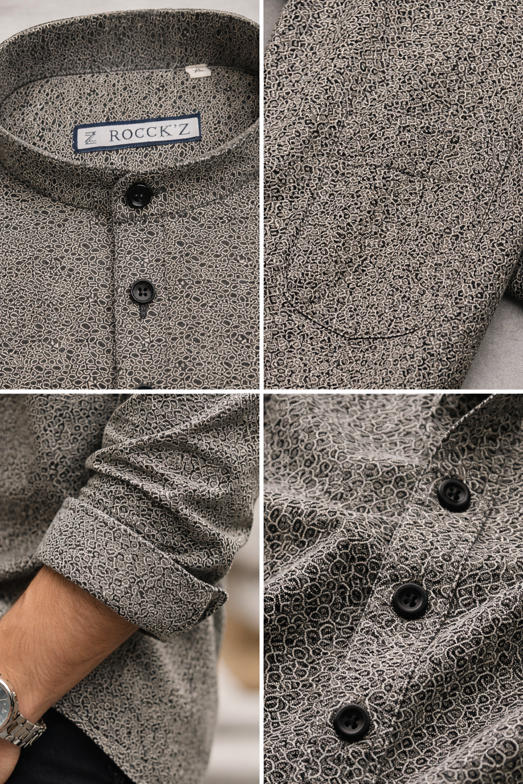 Stone-Pattern Print Modern Ethnic Short Kurta for Men – 24267