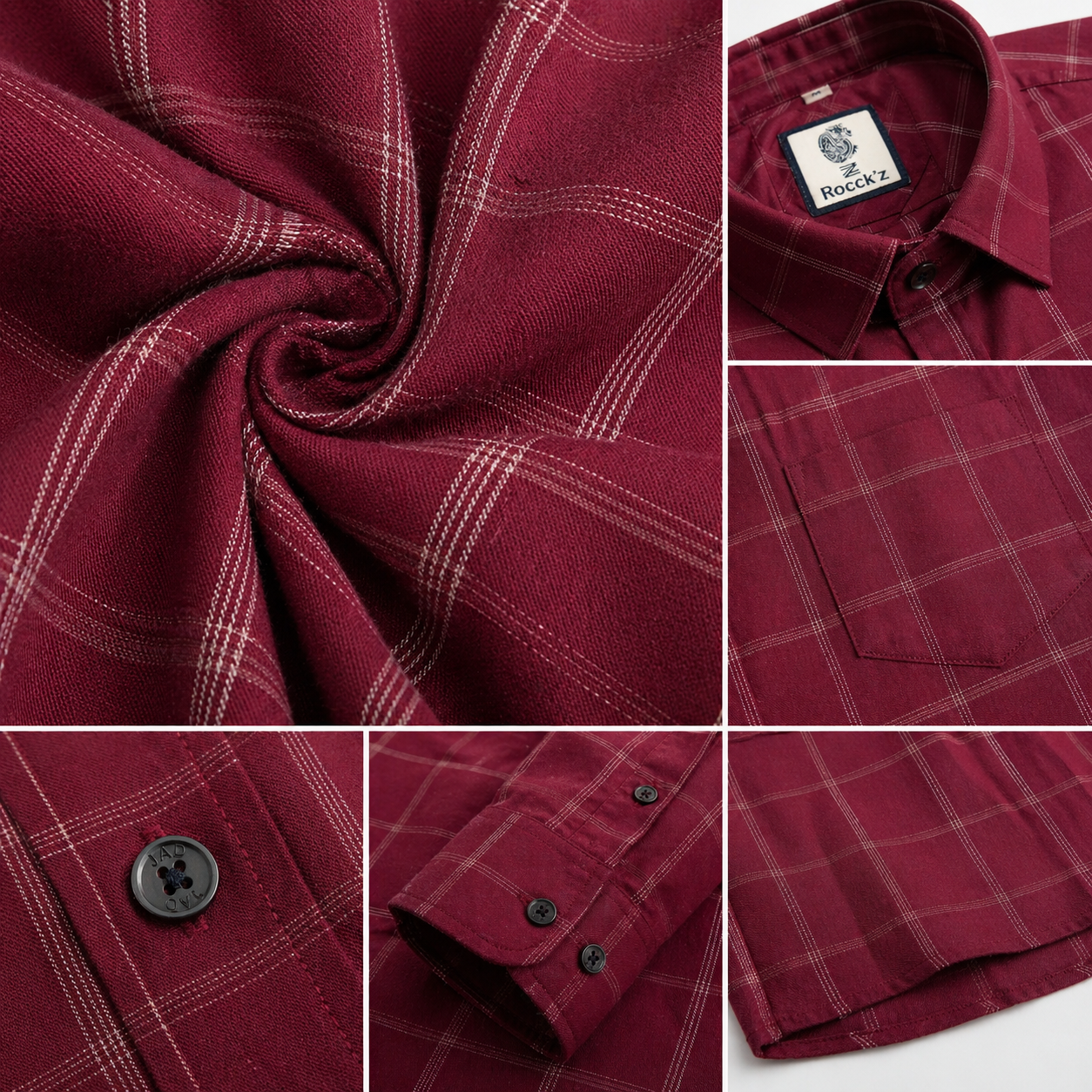 Burgundy & White Grid Pattern Premium Shirt - 25228