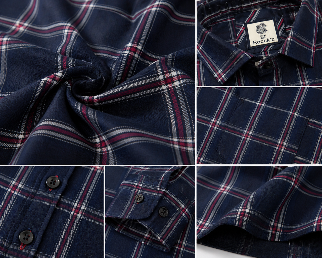 Navy Blue & Multi-Check Pattern Premium Shirt - 24471