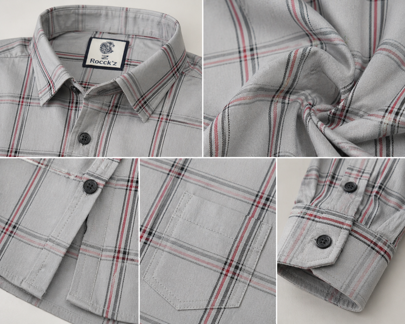 Light Grey & Multi-Line Plaid Premium Shirt - 24472