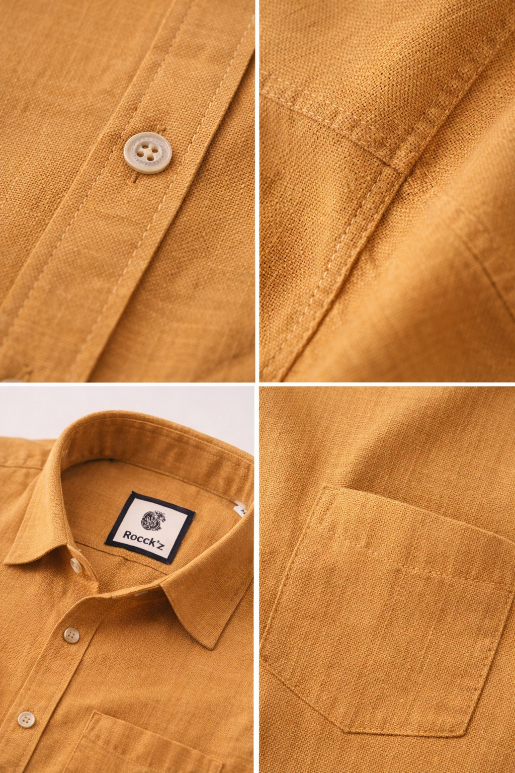 Men’s Regular Fit Mustard Ochre Cotton Shirt - 25704
