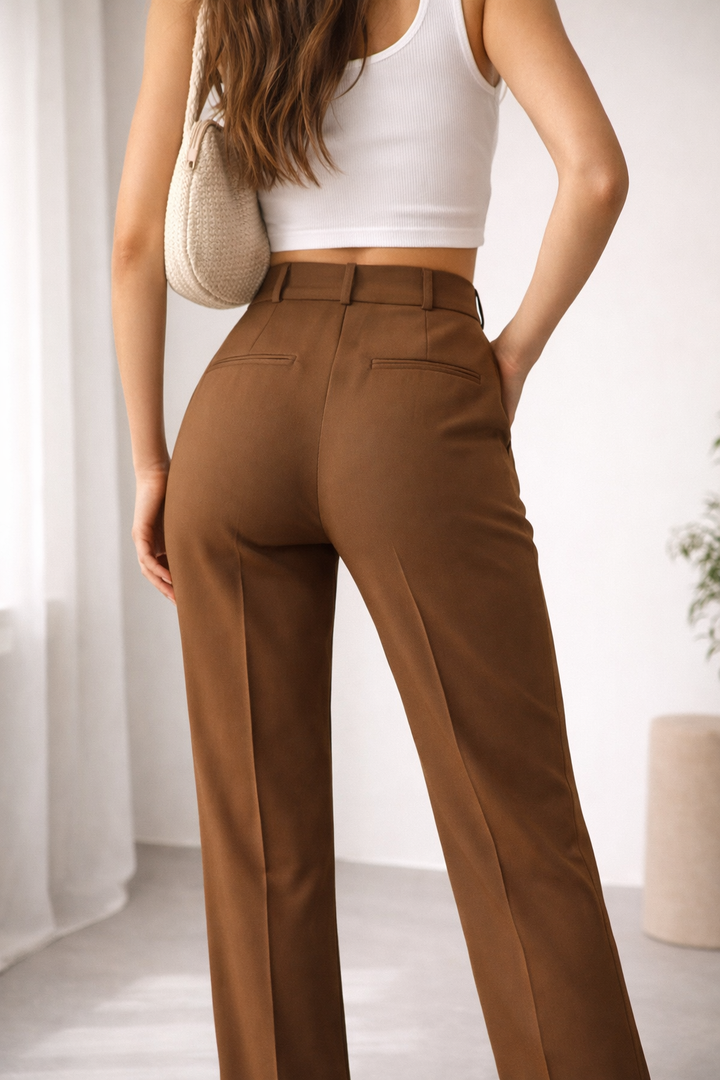 Women’s Caramel Brown Office Formal Trousers - 26596