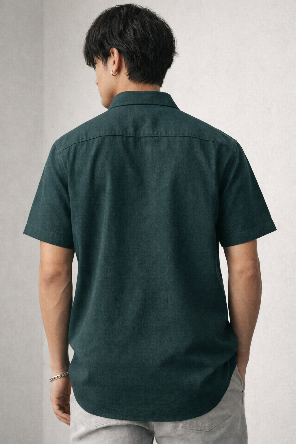 Men’s Forest Green Cotton Shirt - 25701