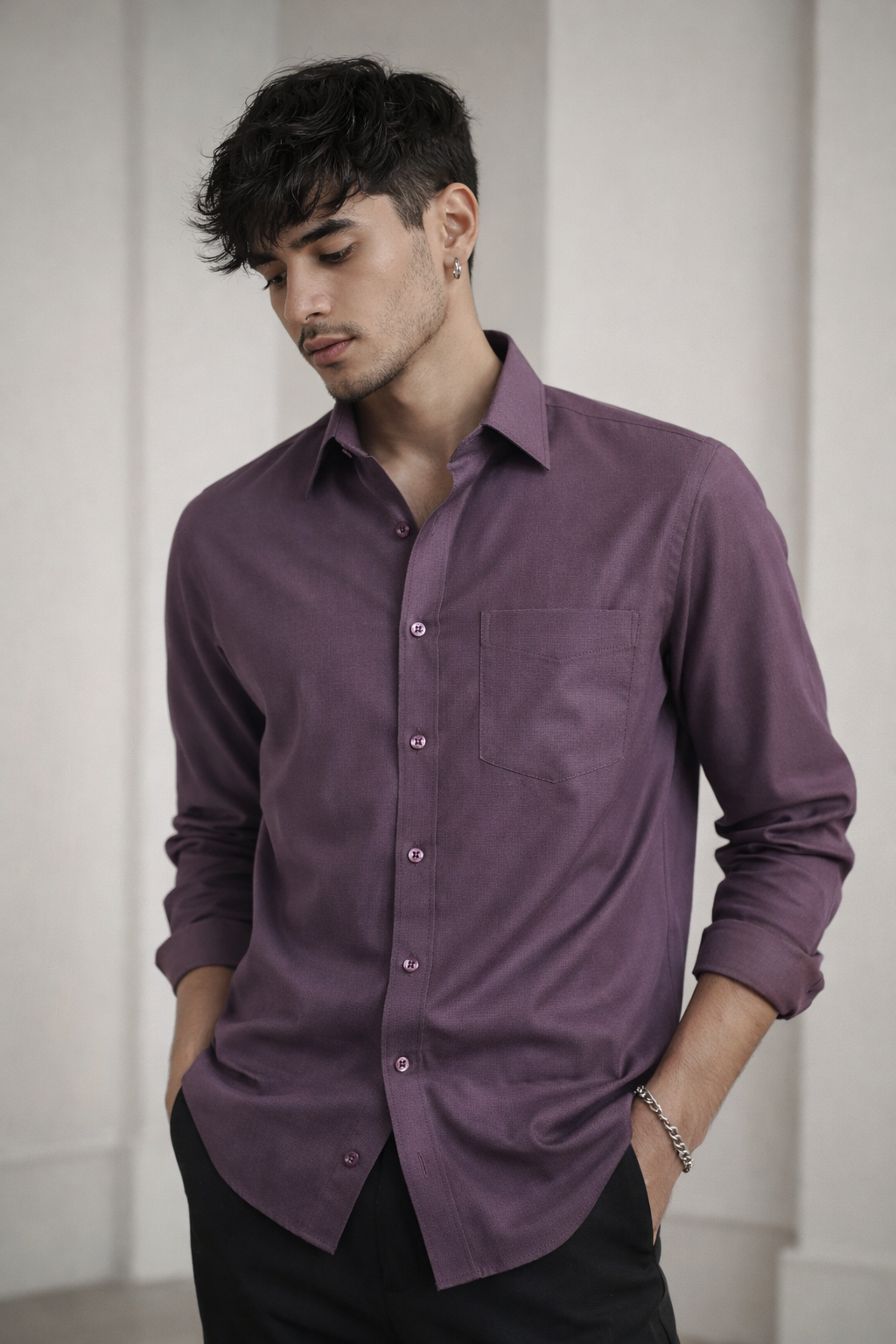 Premium Solid Violet Men’s Formal Shirt - 104
