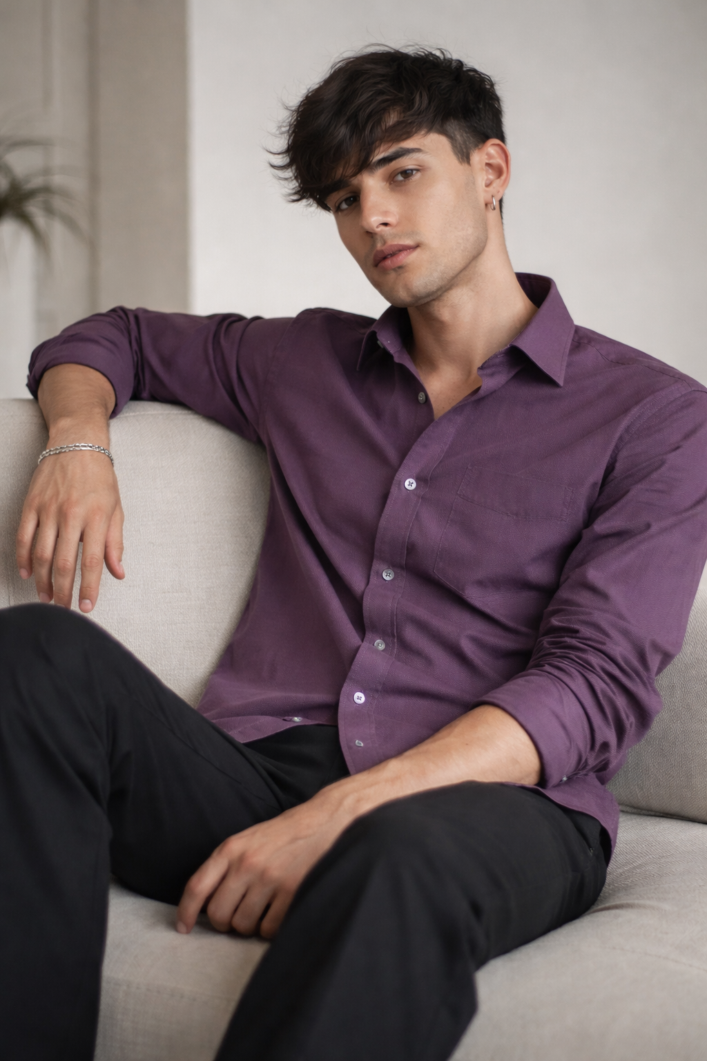 Premium Solid Violet Men’s Formal Shirt - 104