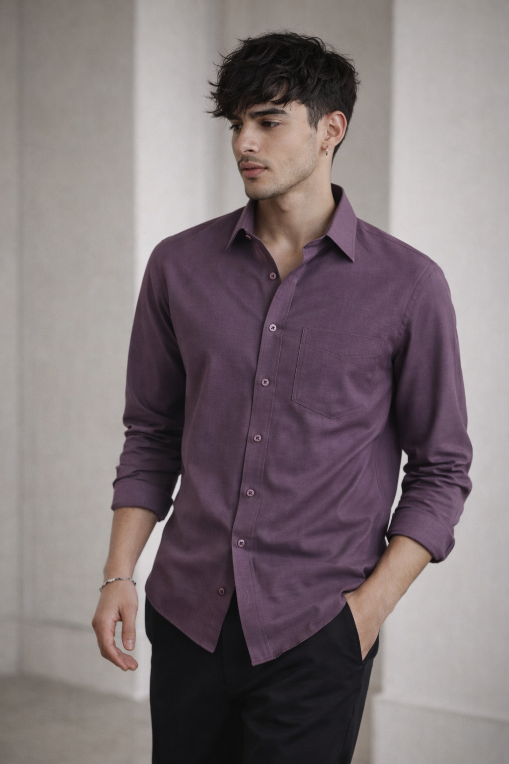 Premium Solid Violet Men’s Formal Shirt - 104