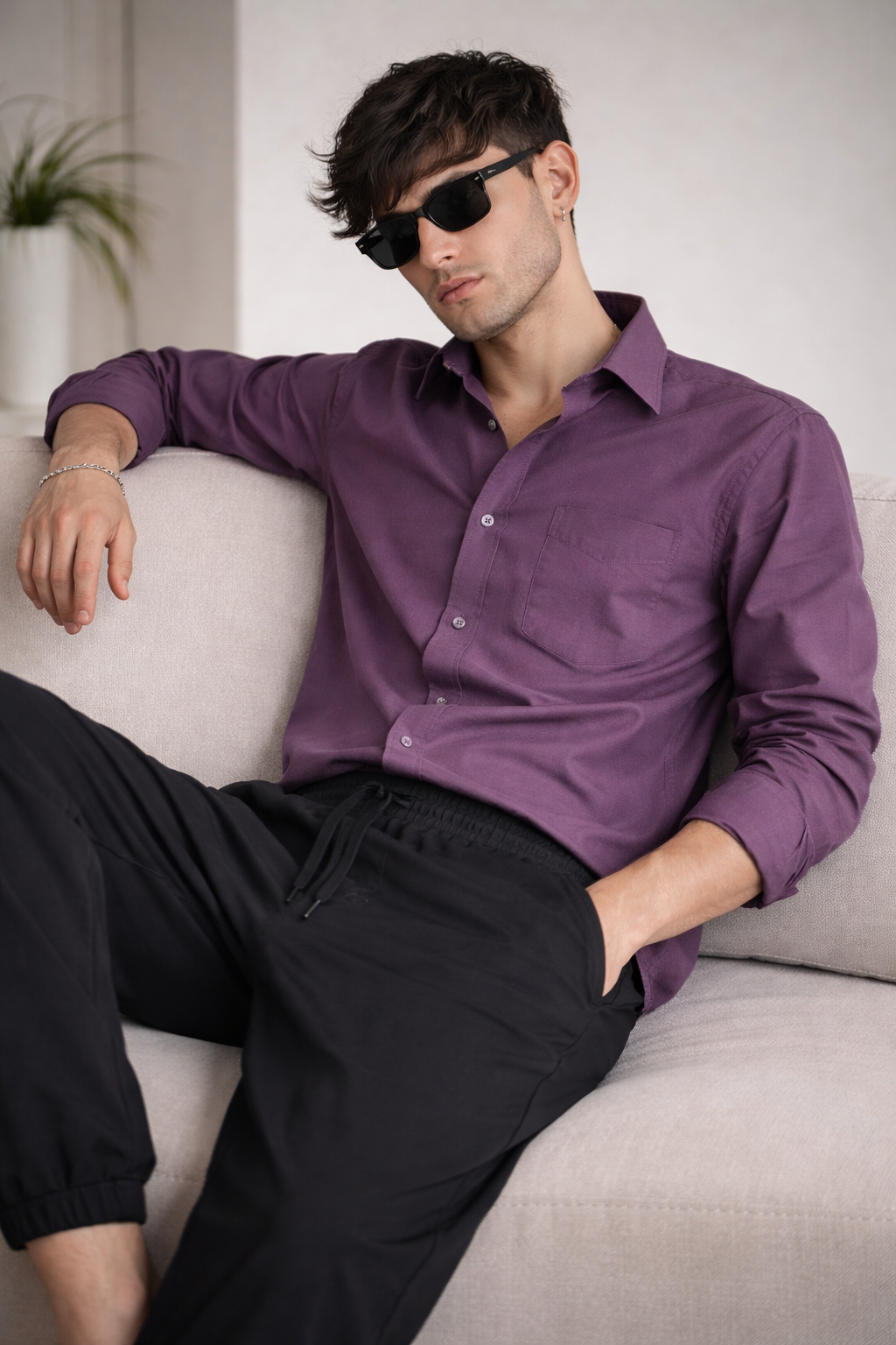Premium Solid Violet Men’s Formal Shirt - 104