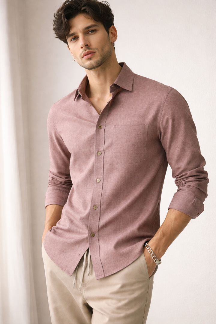 Men’s Premium Textured Cotton Shirt – 124