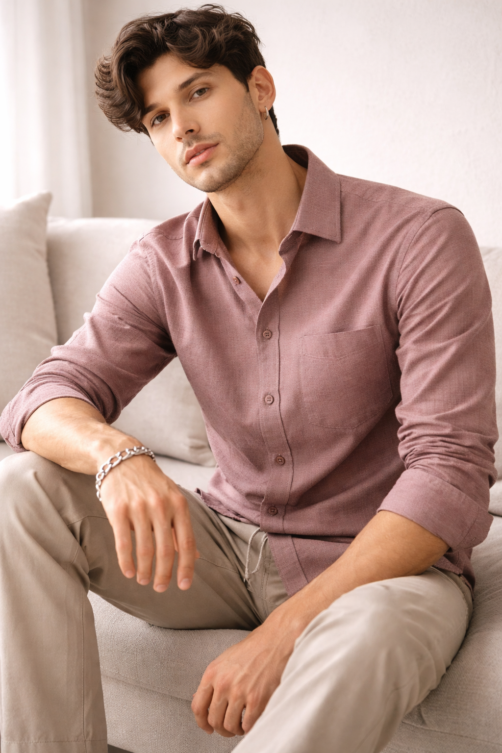 Men’s Premium Textured Cotton Shirt – 124