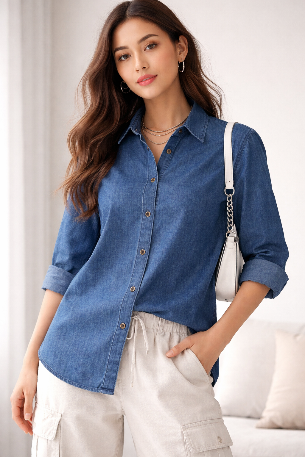 Women's Dark Indigo Denim Shirt - 24400
