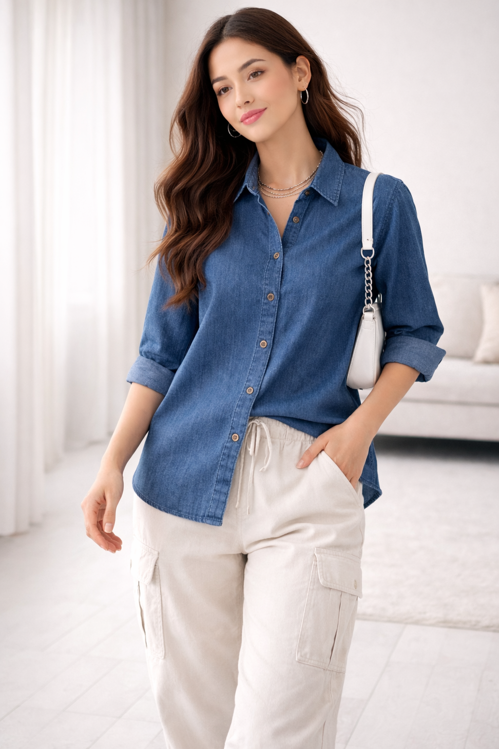 Women's Dark Indigo Denim Shirt - 24400