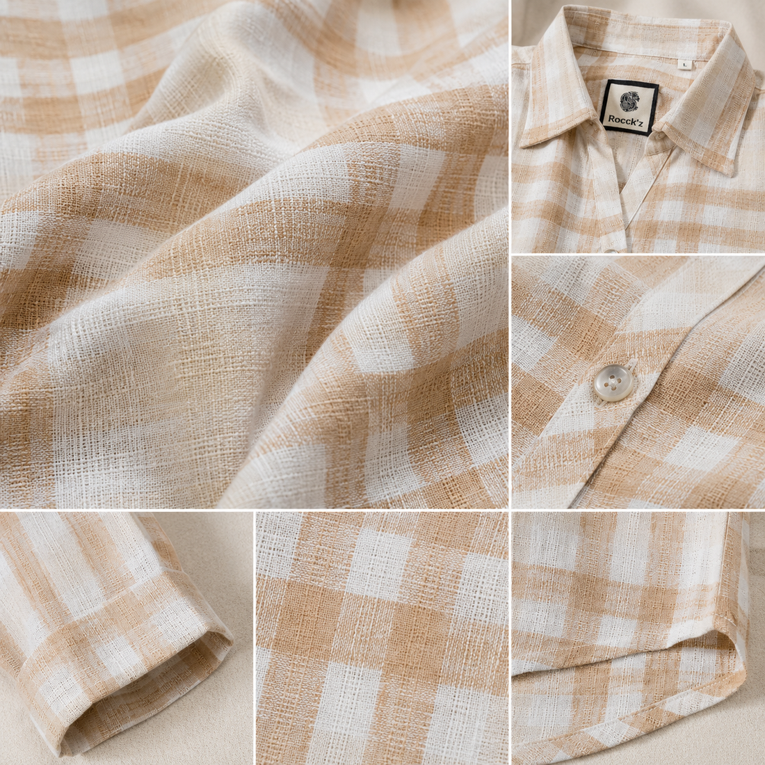 Casual Brown & White Plaid Checkered Shirt - 27085