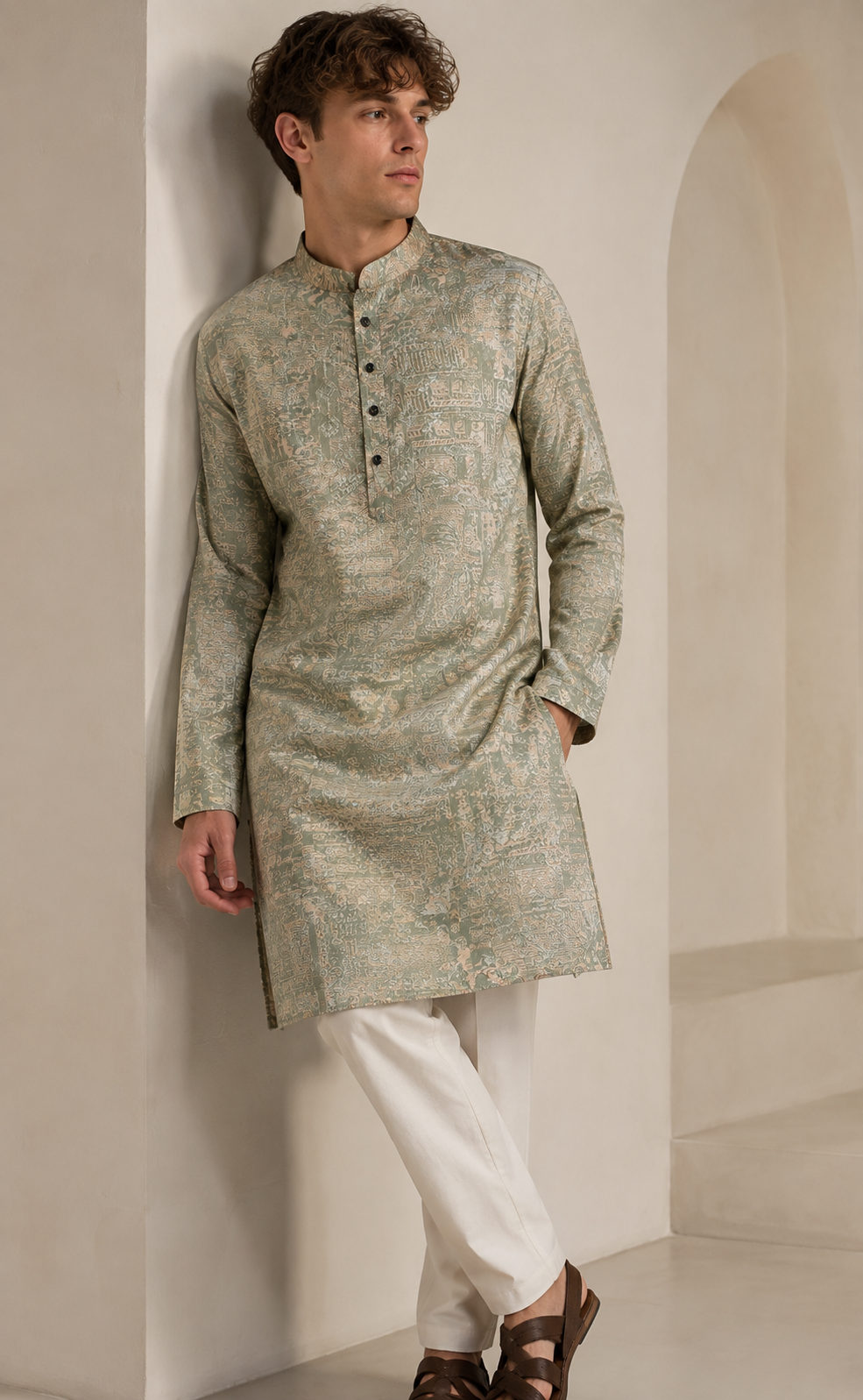 Elegant Textured Jacquard Kurta with Subtle Sequin Kurta Pajama - 26402