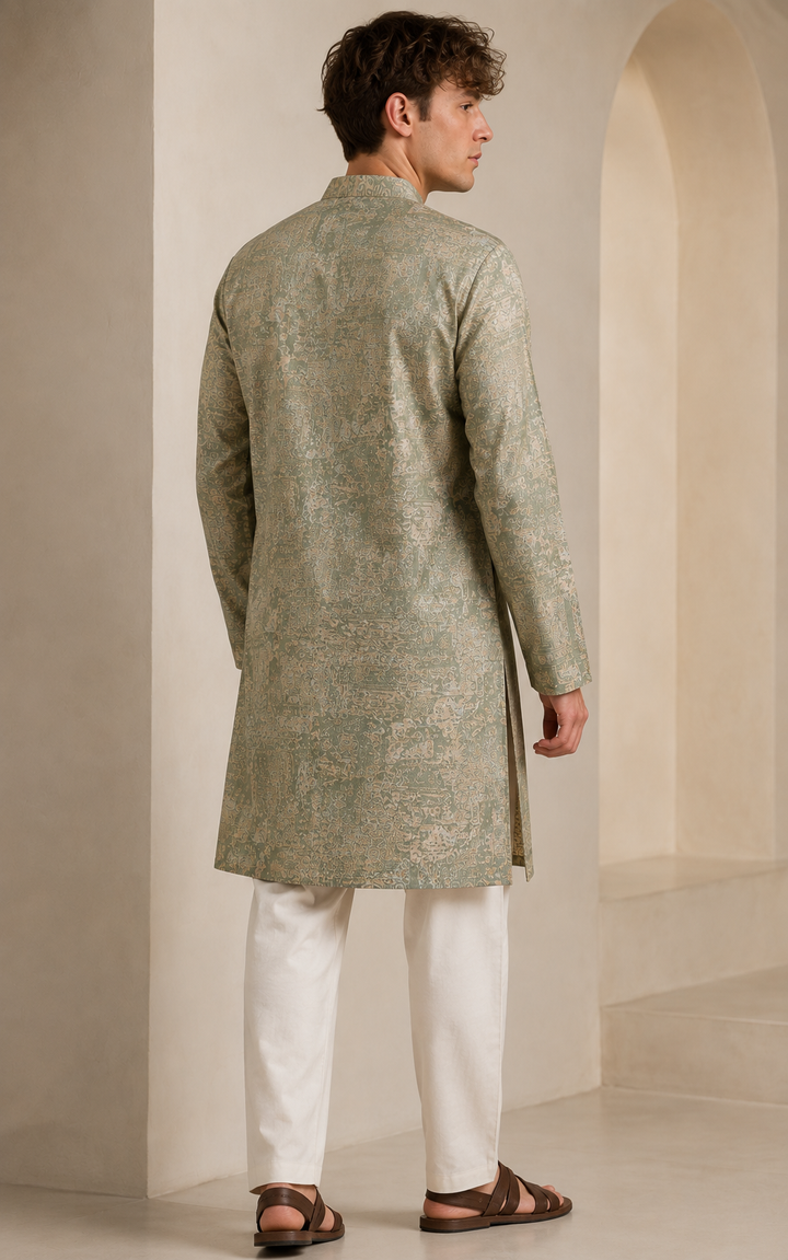 Elegant Textured Jacquard Kurta with Subtle Sequin Kurta Pajama - 26402