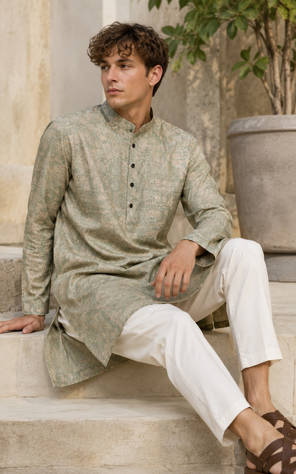 Elegant Textured Jacquard Kurta with Subtle Sequin Kurta Pajama - 26402