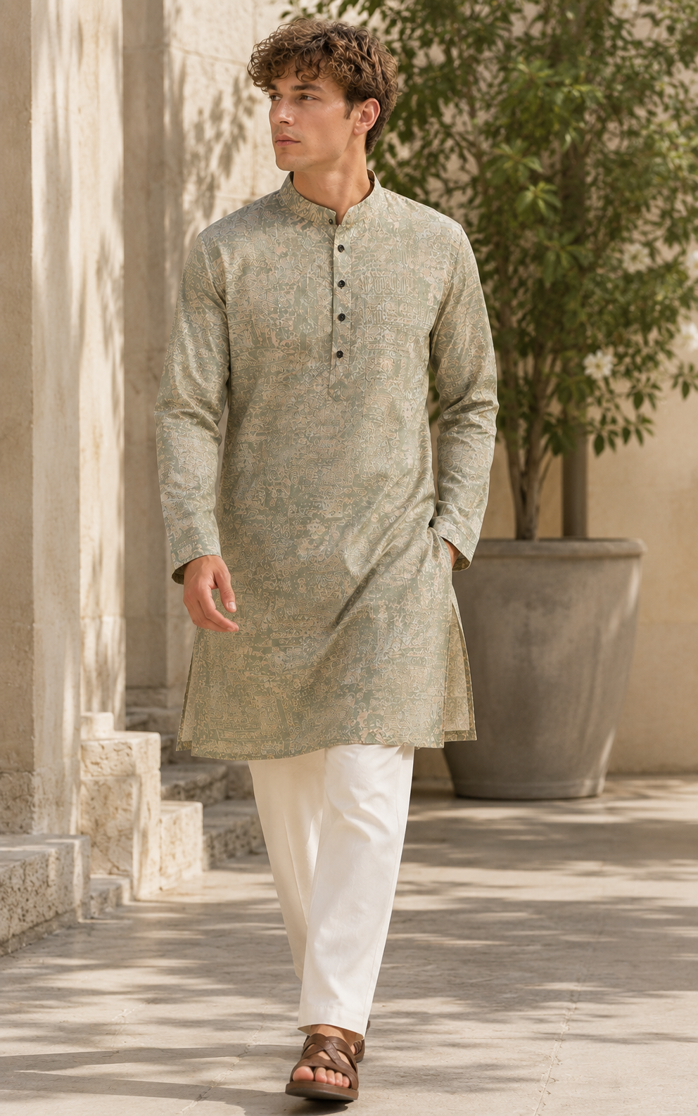 Elegant Textured Jacquard Kurta with Subtle Sequin Kurta Pajama - 26402