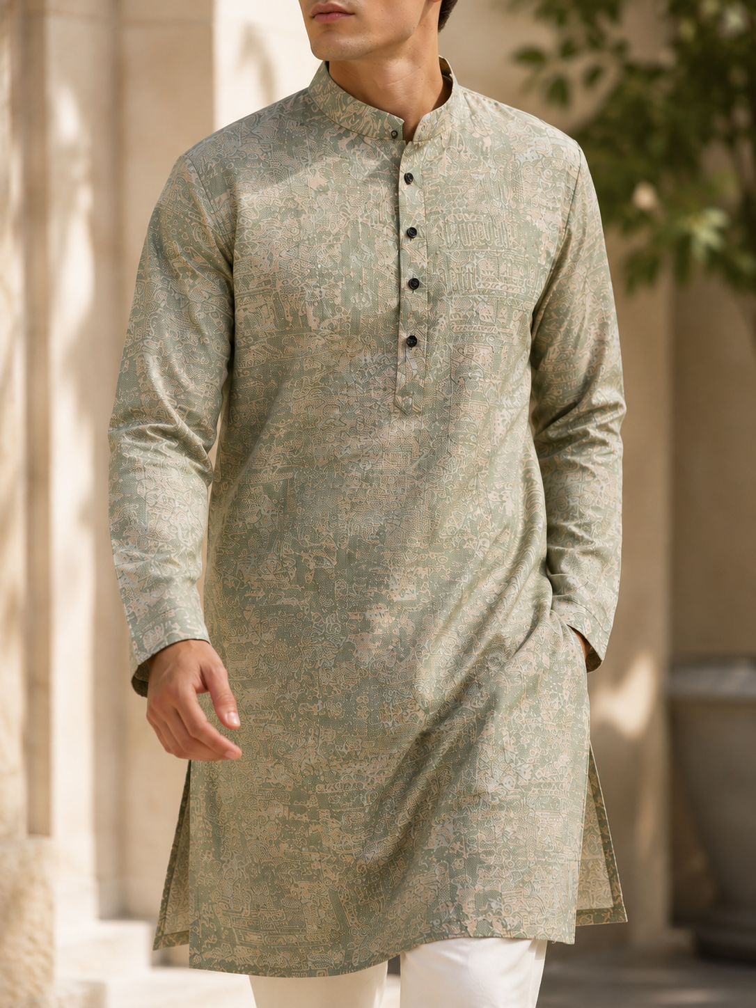 Elegant Textured Jacquard Kurta with Subtle Sequin Kurta Pajama - 26402