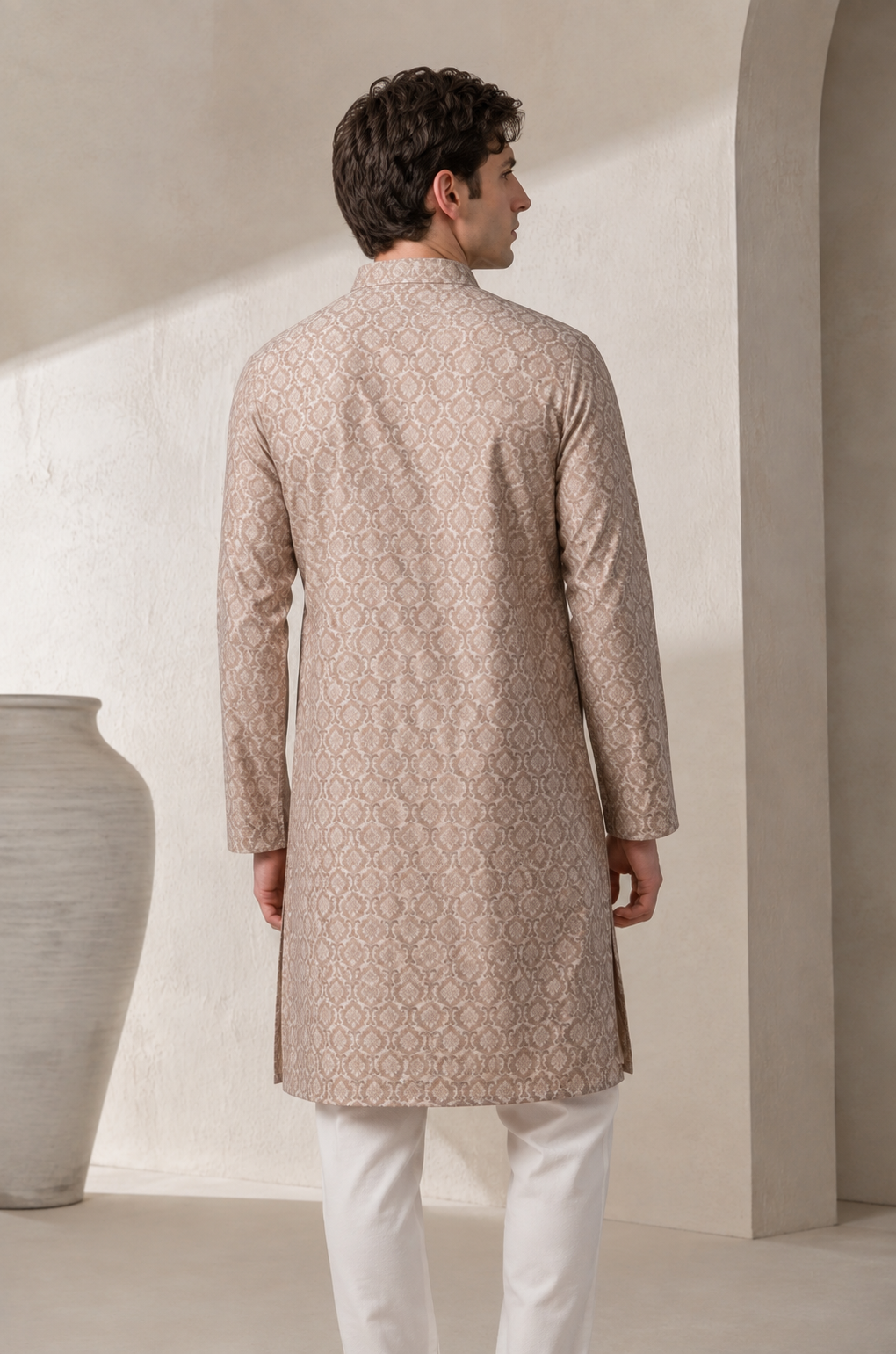 Elegant Floral Brocade Pattern Festive & Casual Kurta for Men - 26379