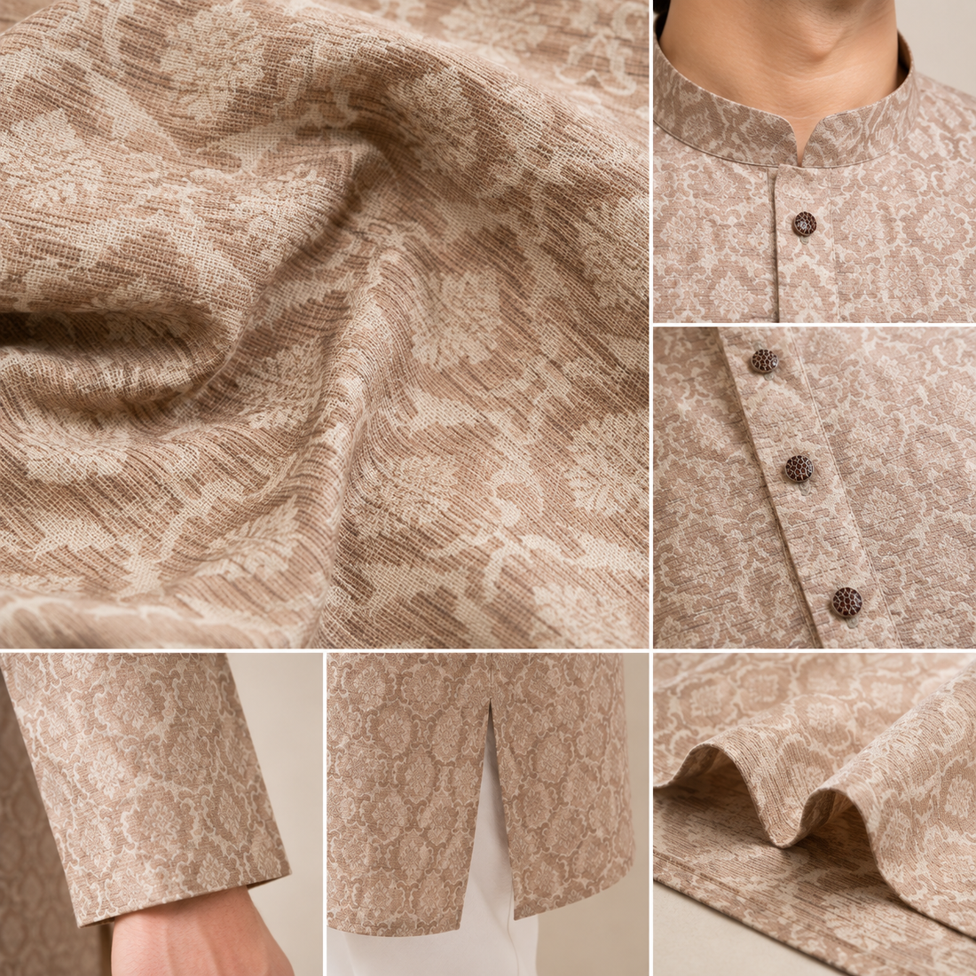 Elegant Floral Brocade Pattern Festive & Casual Kurta for Men - 26379