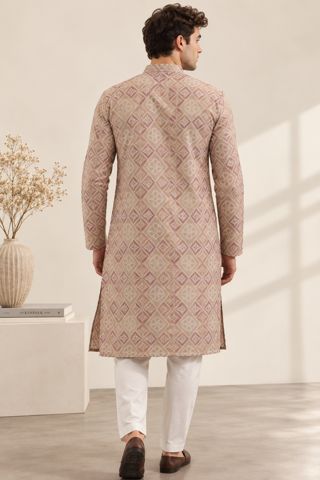 Traditional Tie-Dye Geometric Pattern Festive Short Kurta - 26377