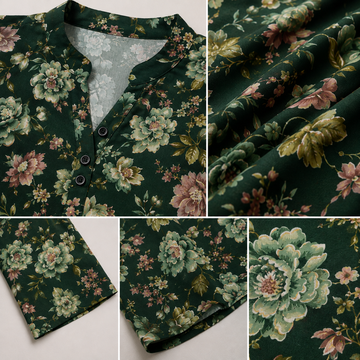 Women's Green Floral Print Short Kurti - 27199