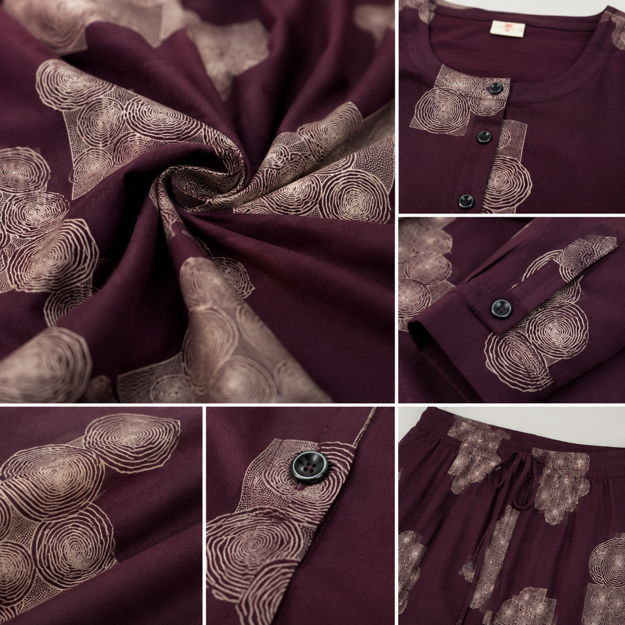 Women's Maroon Abstract Printed Co-ord Set - 27251