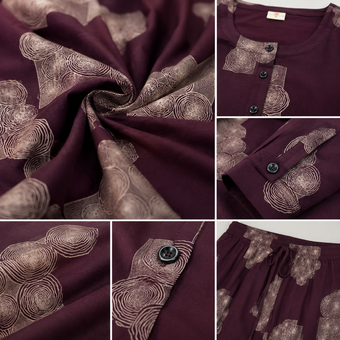 Women's Maroon Abstract Printed Co-ord Set - 27251