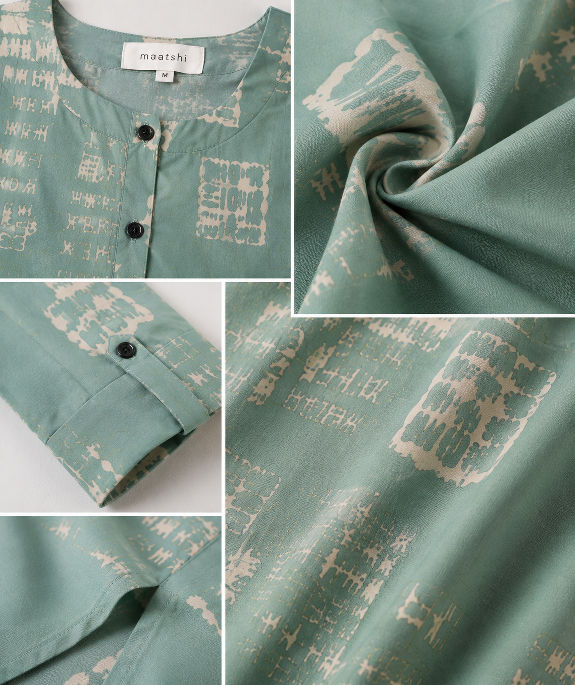 Women's Sea Green & Beige Abstract Printed Co-ord Set - 27266