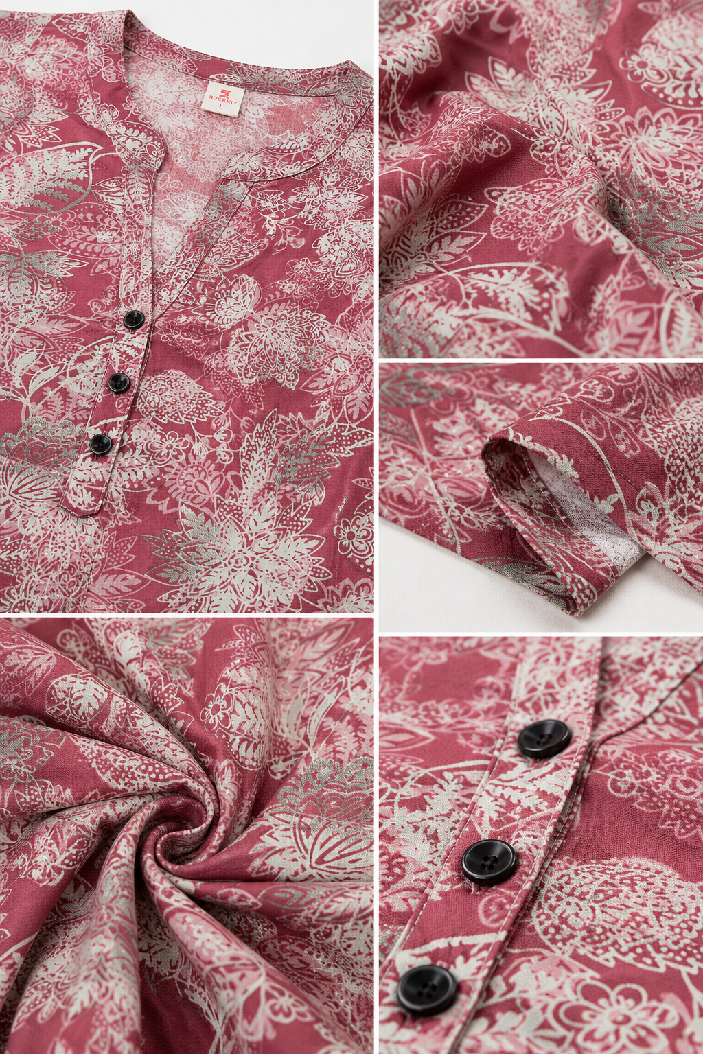 Women's Dusty Rose Printed Short Kurti - 27220