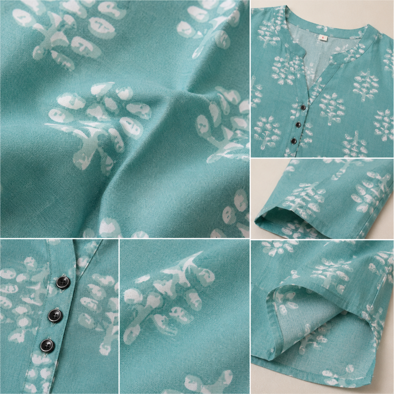 Women's Sea Green Block Printed Short Kurti - 27201