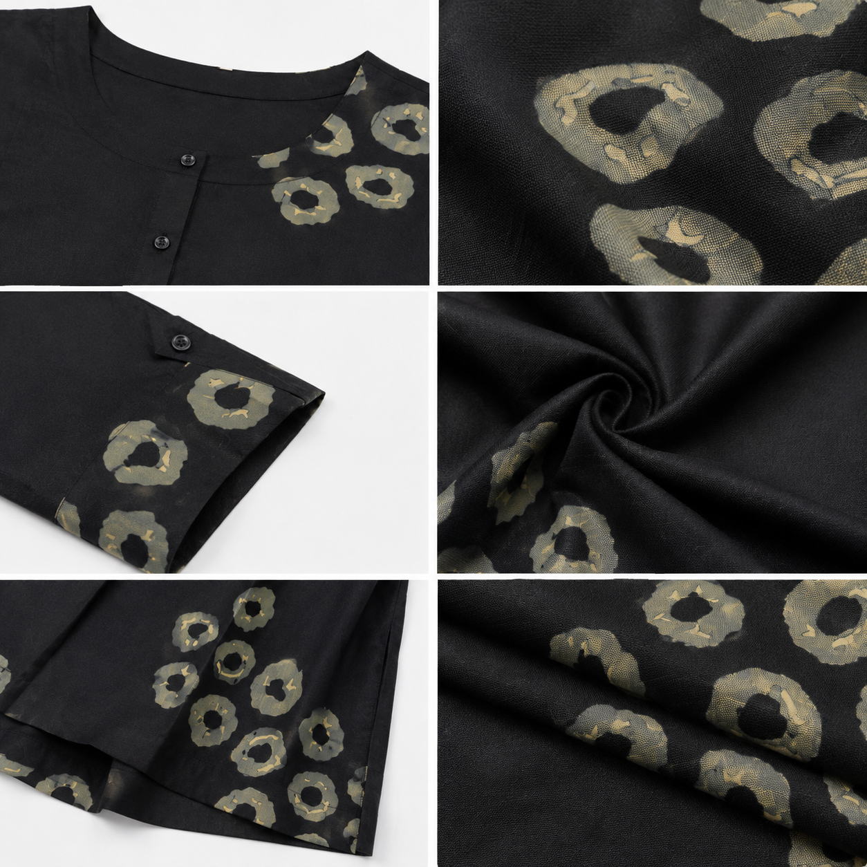 Women's Black & Beige Circular Print Co-ord Set - 27254