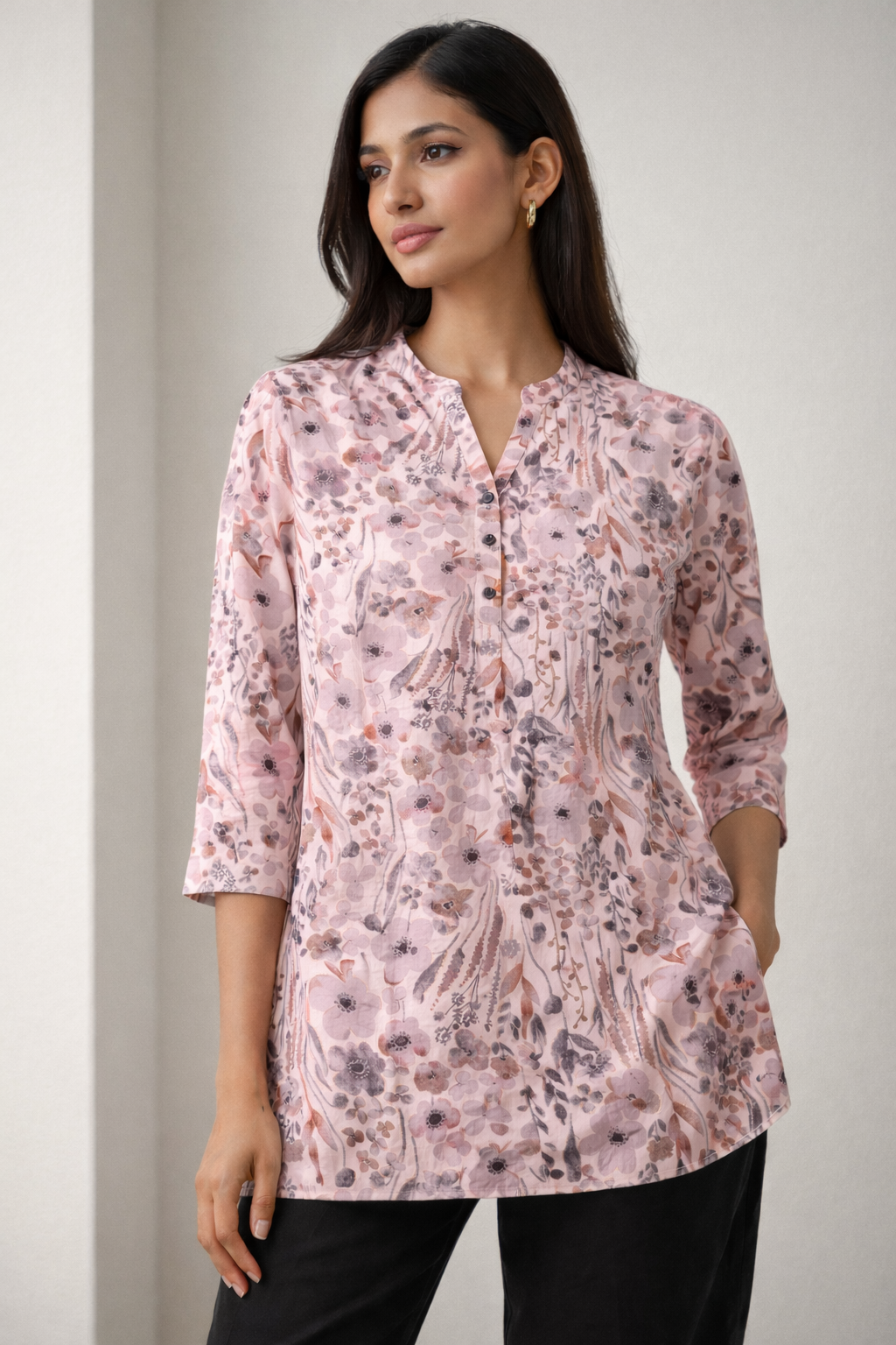Women’s Floral Print Cotton Kurti - 25219