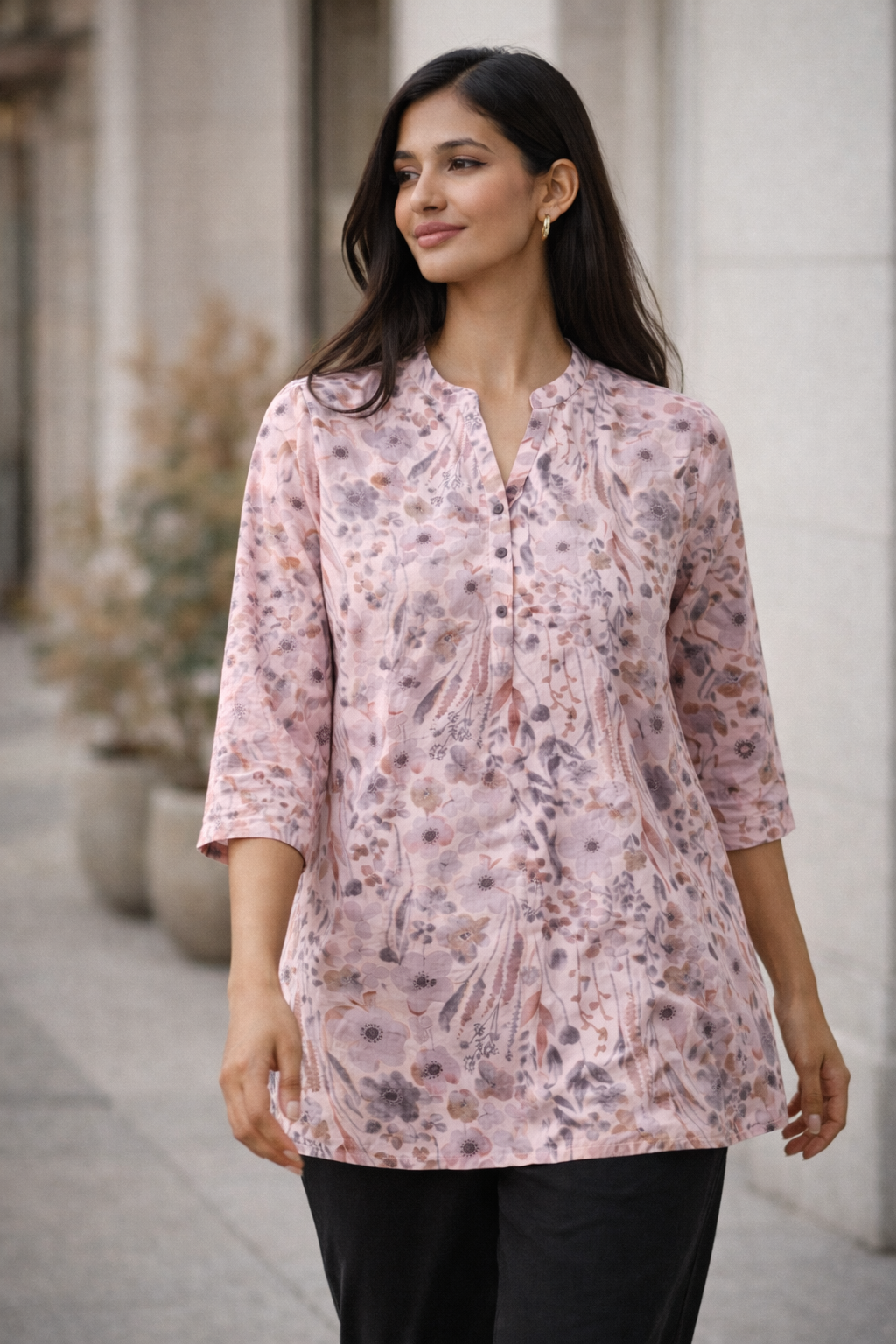 Women’s Floral Print Cotton Kurti - 25219