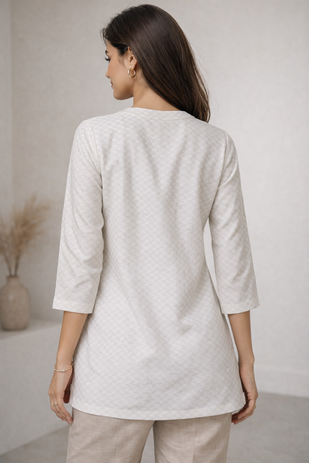 Women’s Textured Geometric Kurti  - 25255