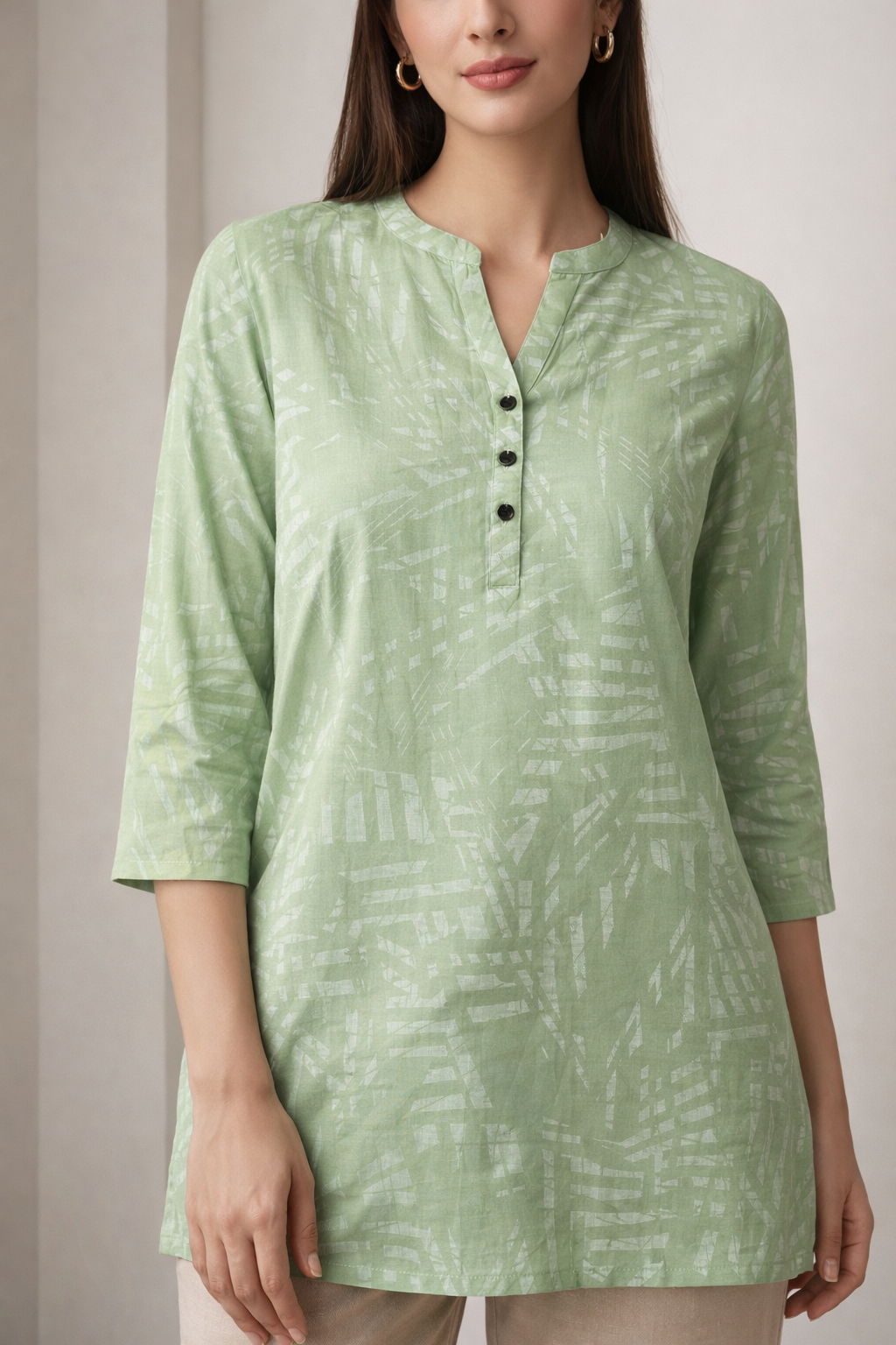 Refreshing Mint Green Abstract Print Casual Kurti - 25031