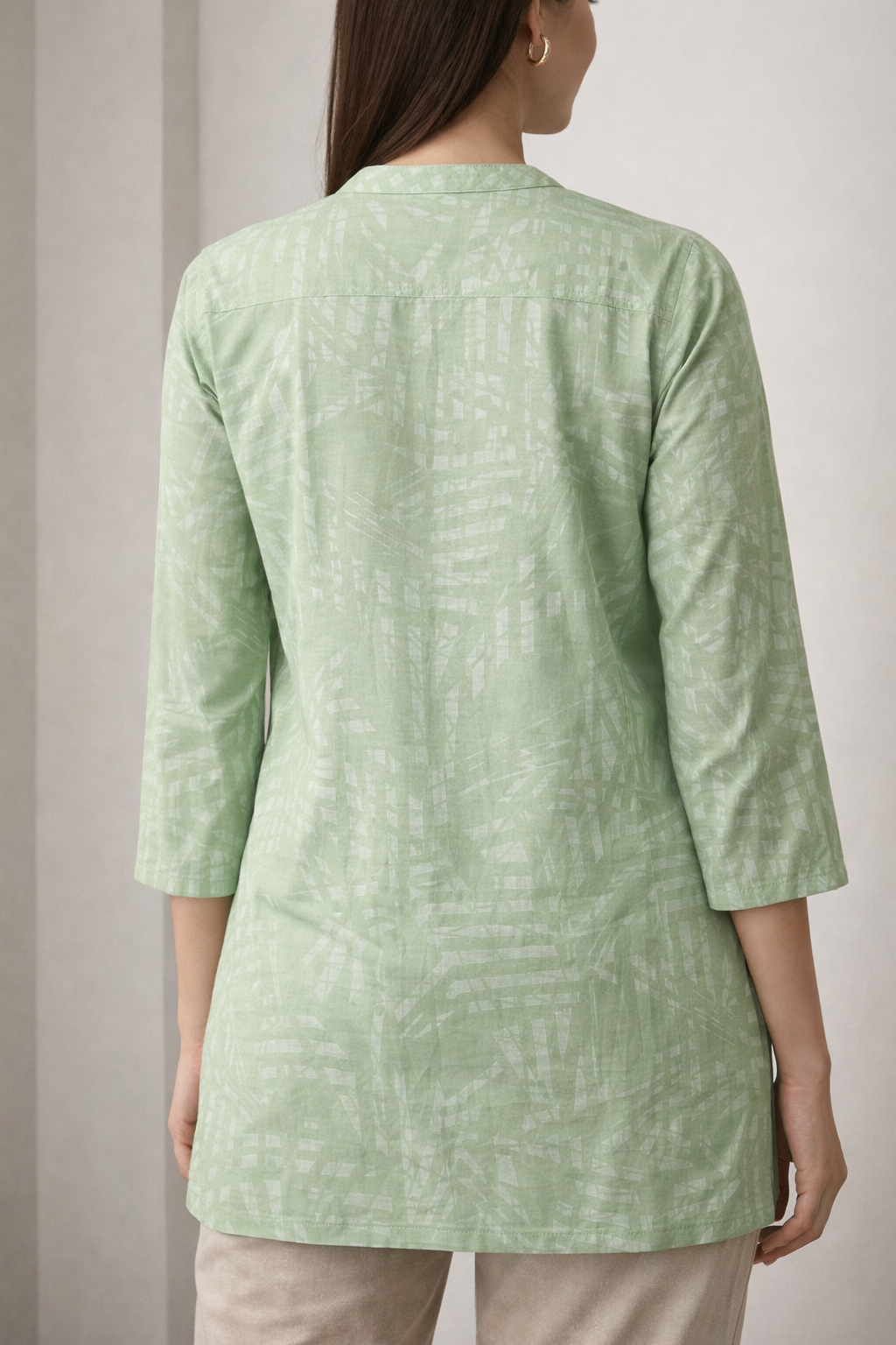 Refreshing Mint Green Abstract Print Casual Kurti - 25031