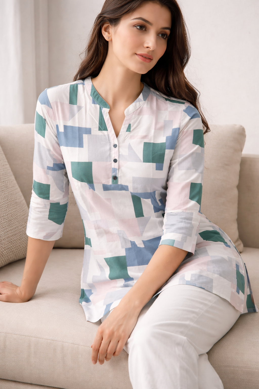 Ethnic Fusion Black Kurti – Intricate Patchwork Style Print