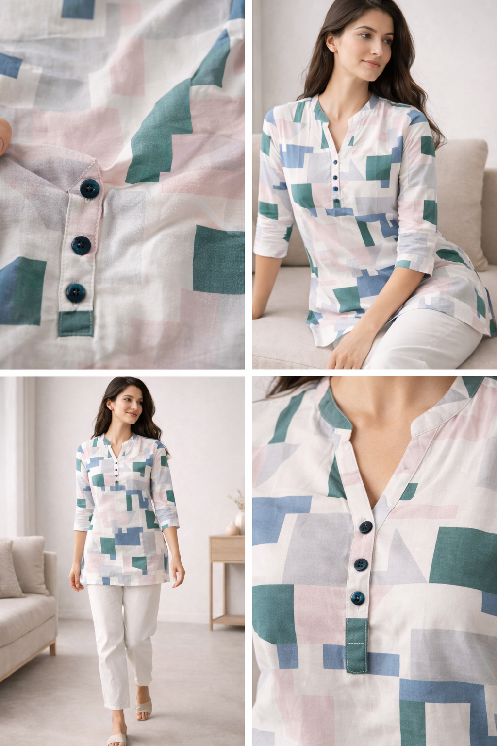 Ethnic Fusion Black Kurti – Intricate Patchwork Style Print