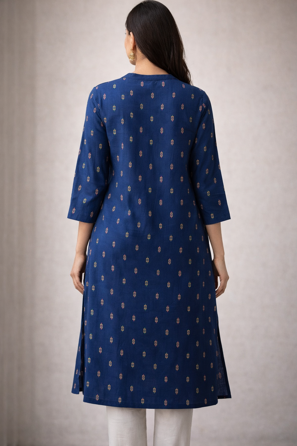Navy Straight Kurti - 24484