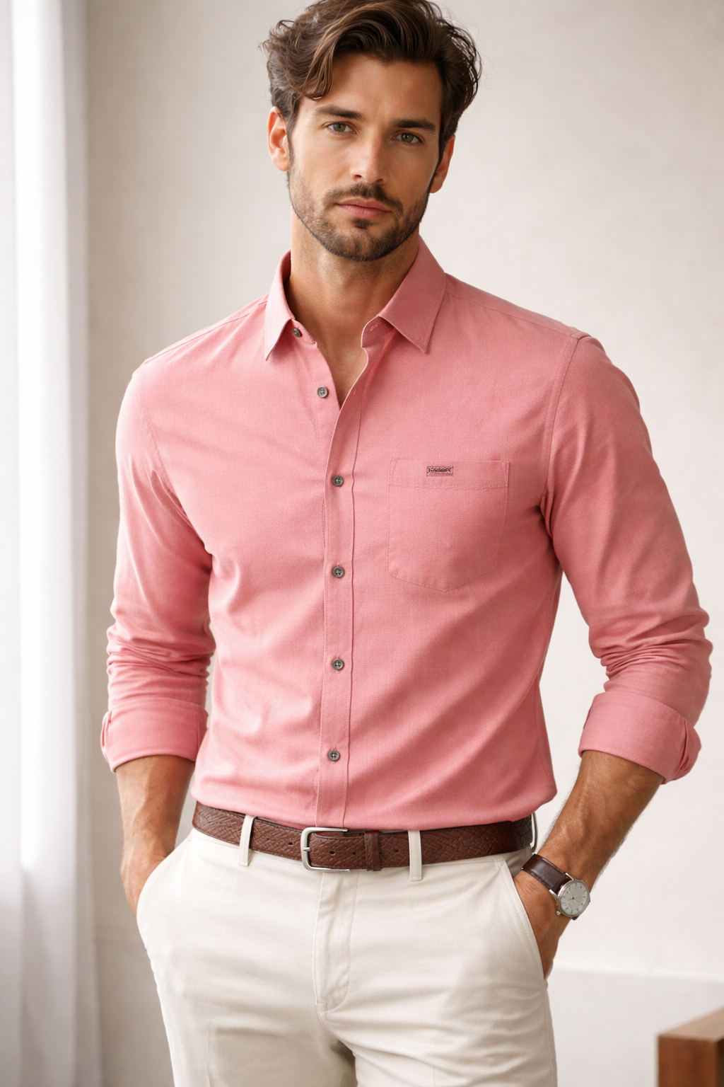 Rocck’z Premium Dusty Rose cotton Shirt - 26154