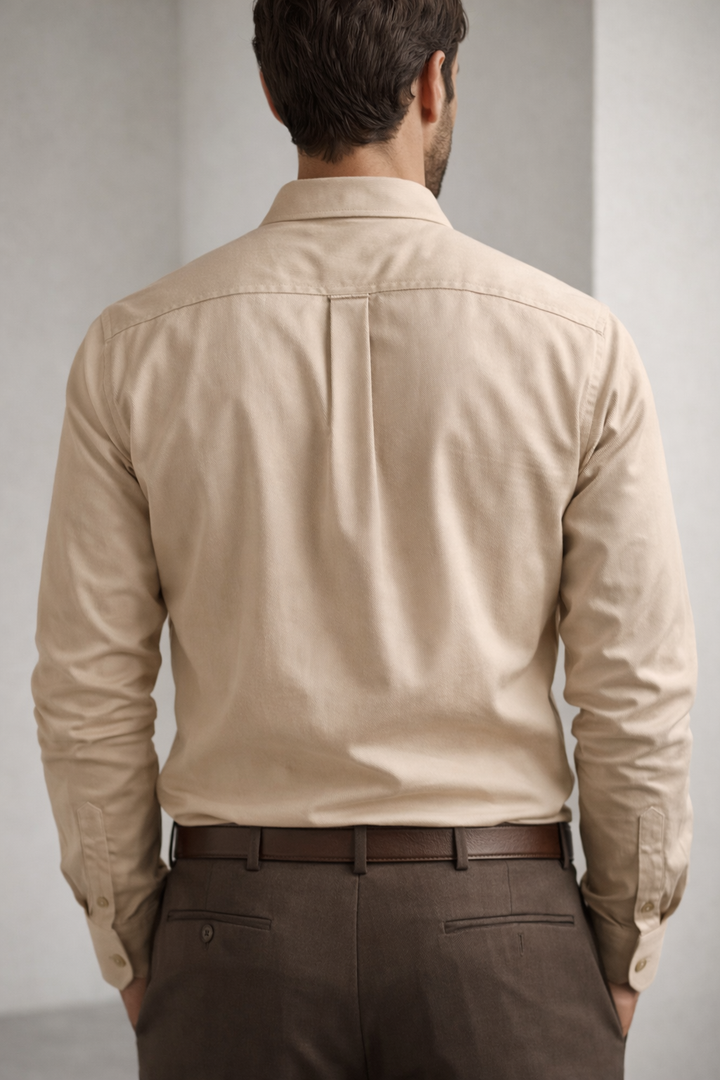 Premium Beige Cotton Formal Shirt  - 26165