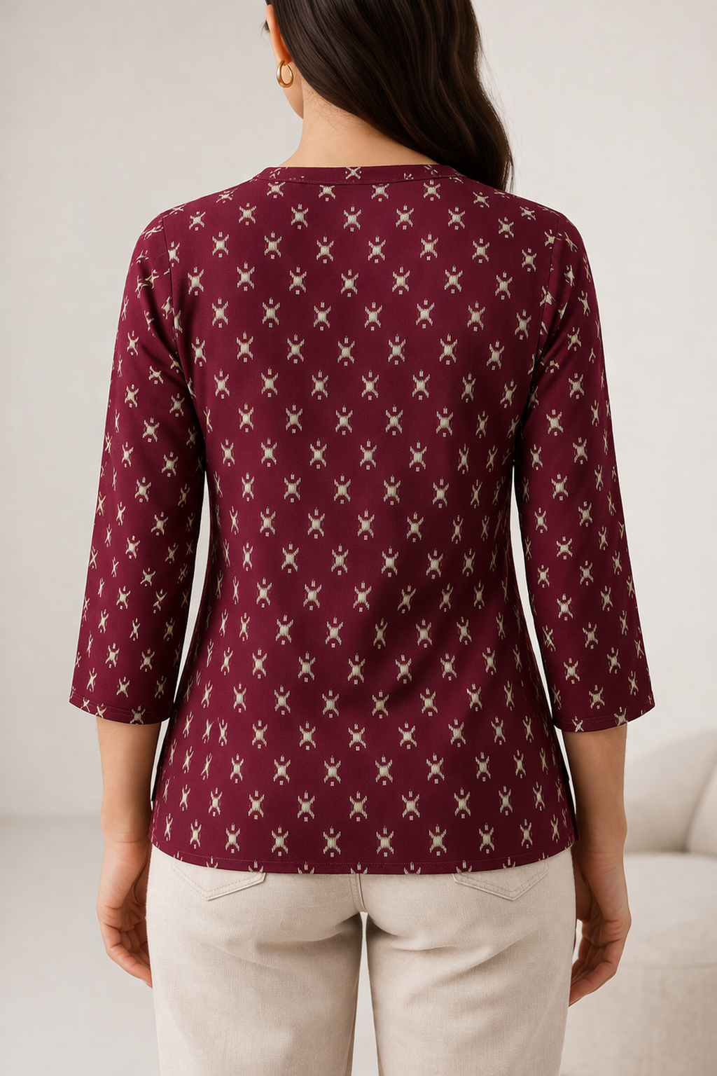 Women’s Maroon Geometric Print Kurti - 26534
