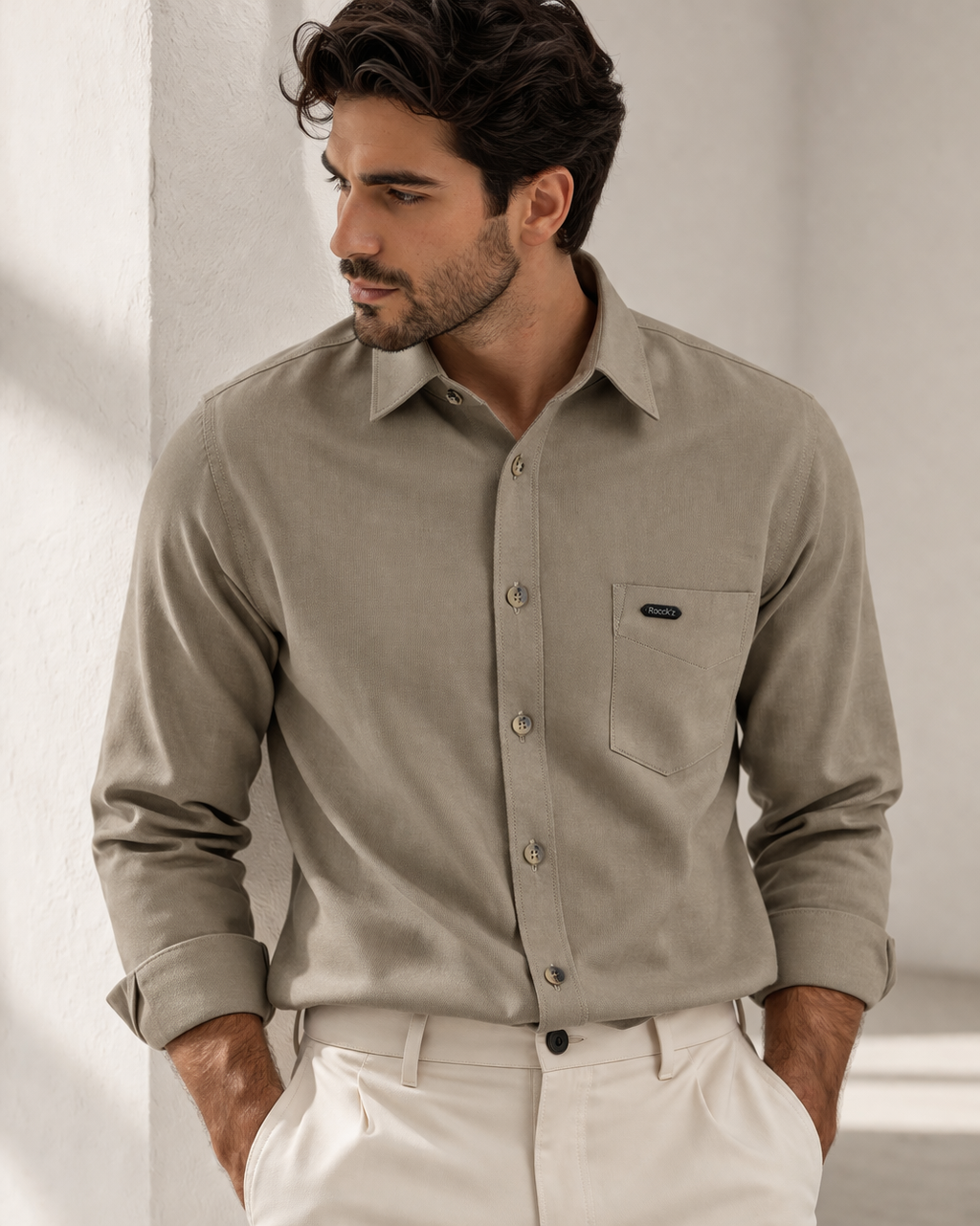 Men’s Premium Khaki Cotton Formal Shirt - 26161