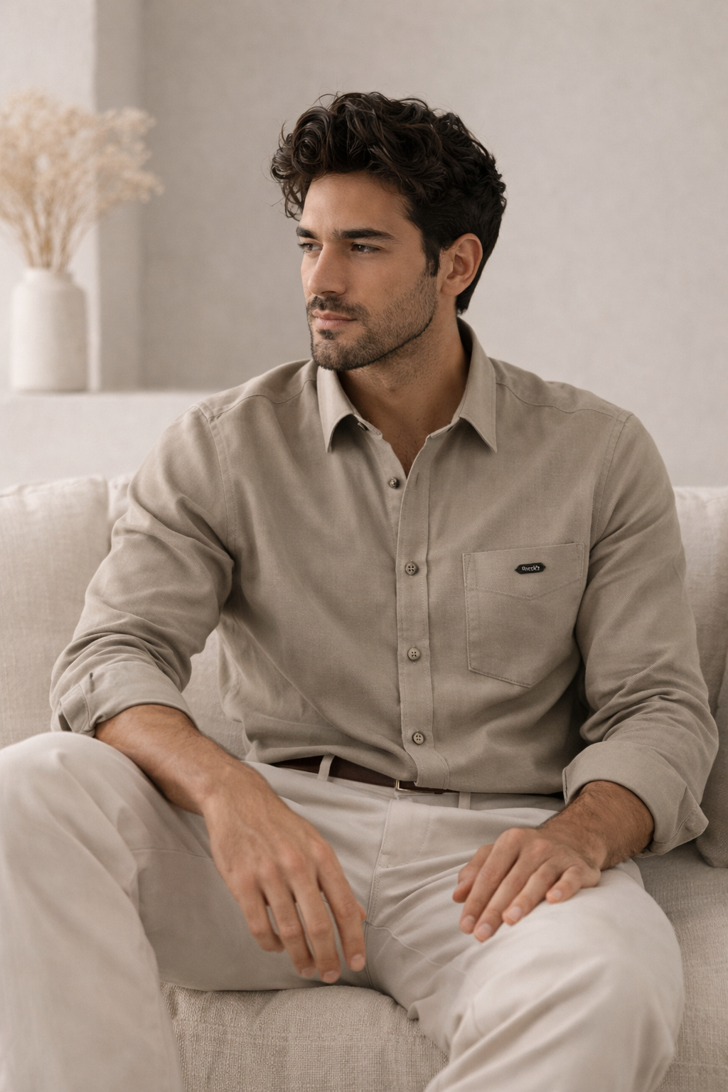 Men’s Premium Khaki Cotton Formal Shirt - 26161