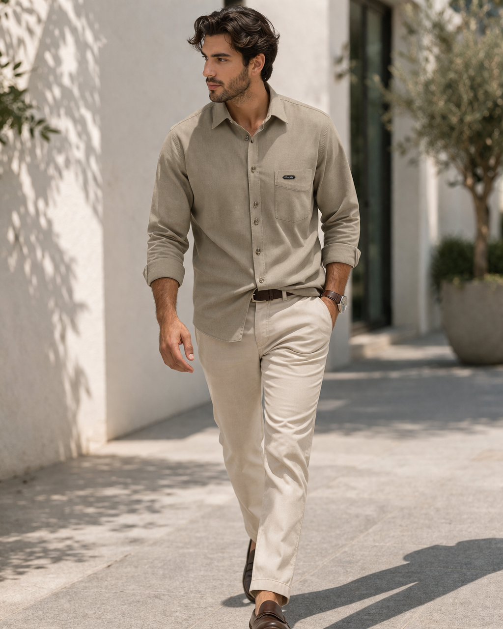 Men’s Premium Khaki Cotton Formal Shirt - 26161